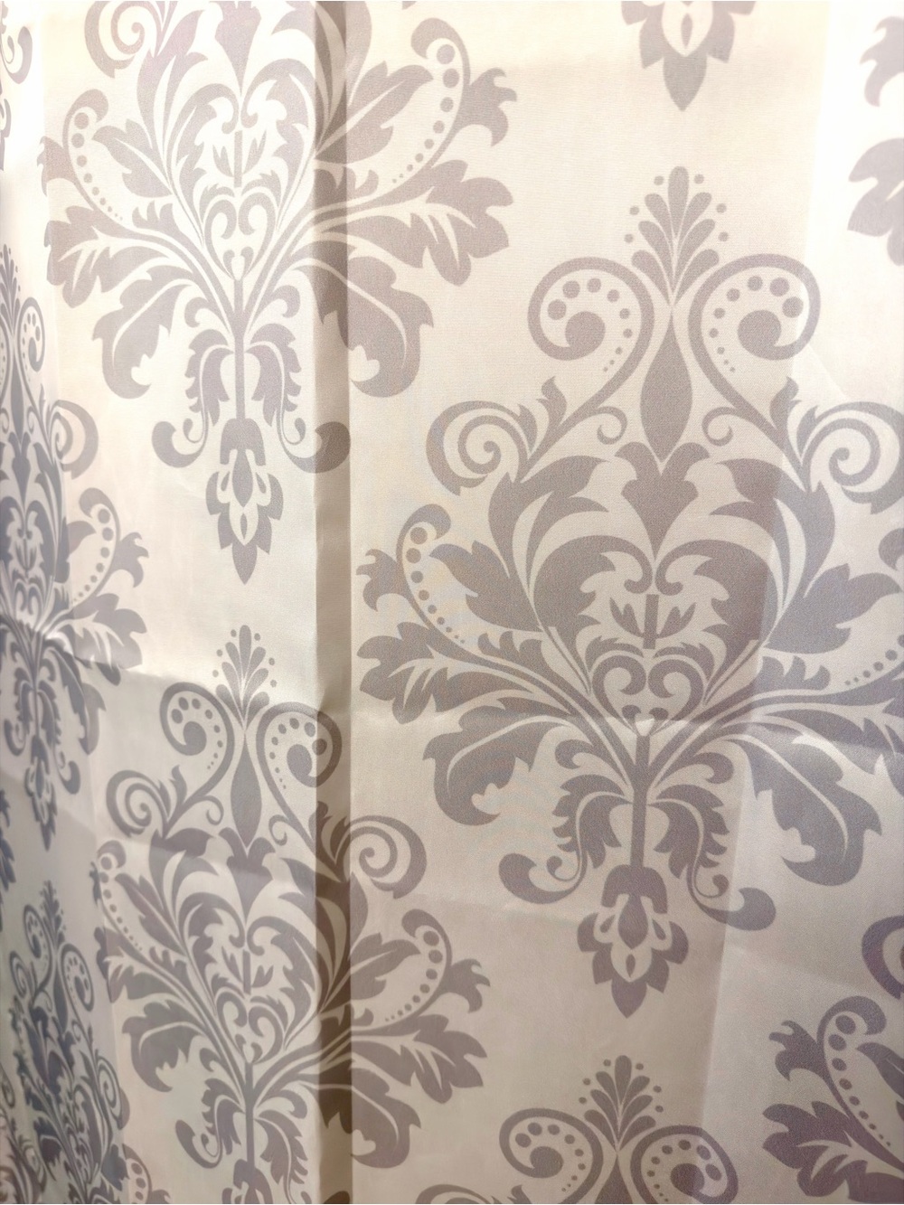 Elegant Damask Shower Curtain - Gray on White